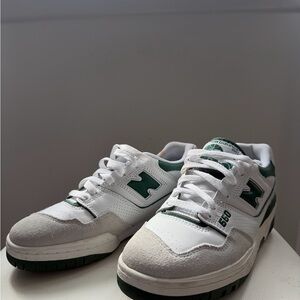 New Balance 550 White and Dark Green Sneakers